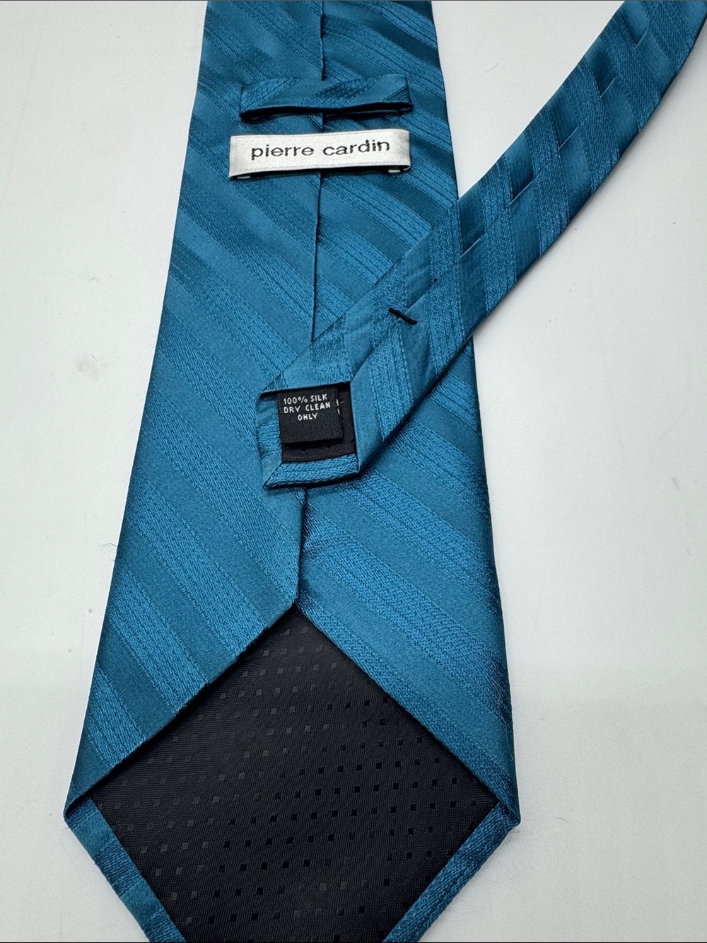 Pierre Cardin Vintage Teal Diagonal Stripe Silk Tie # 0124